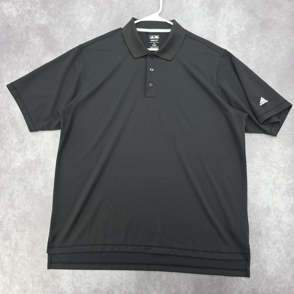 Adidas Golf Climalite Mens XL Polo Shirt Performance Black Short Sleeve Embroid